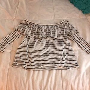 striped off the shoulder top
